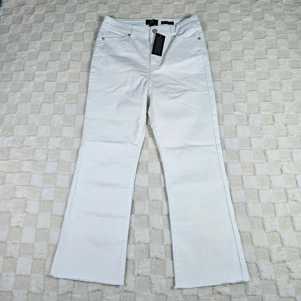 G by Giuliana Womens White Bootcut Jeans Raw Hem Size 6 New